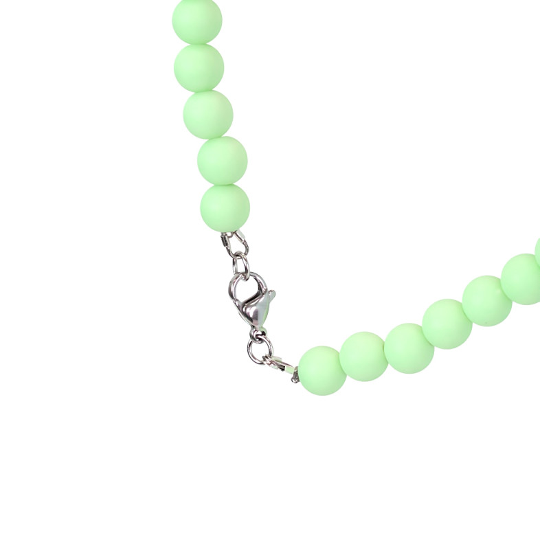 Necklace Heart light green (handmade) 1 pc