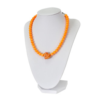 Necklace Orange Heart (handmade) 1 pc