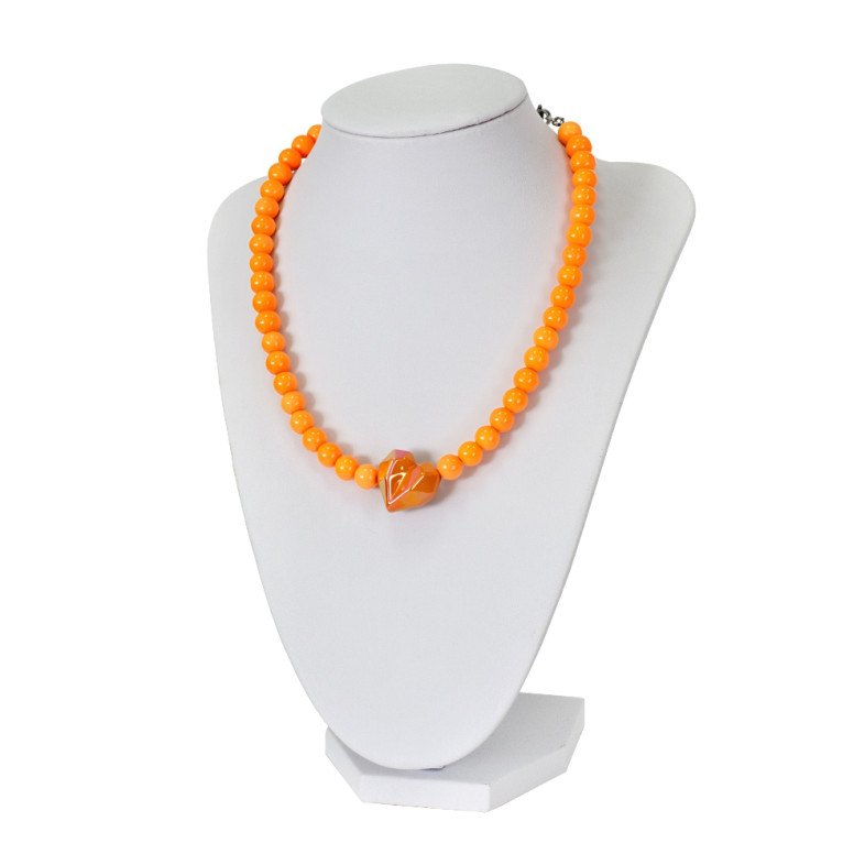 Necklace Orange Heart (handmade) 1 pc