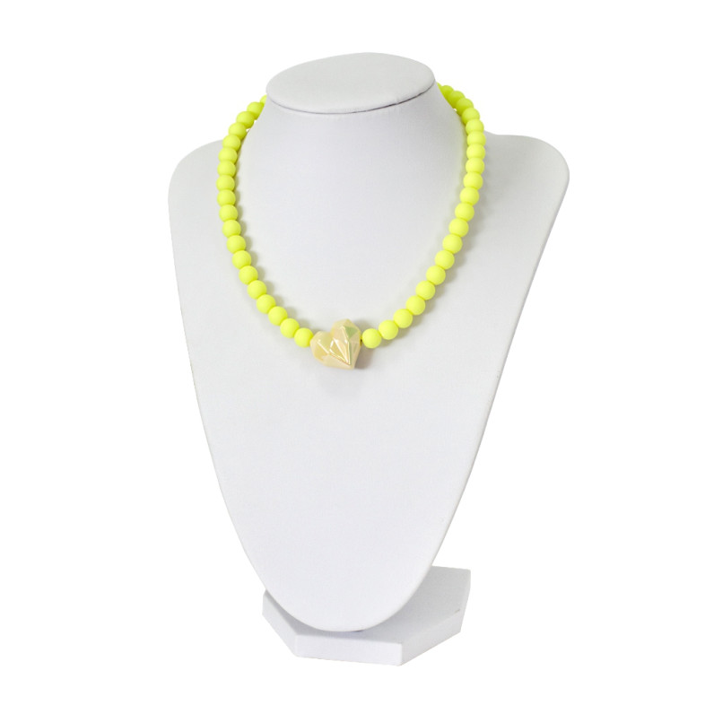 Necklace Heart yellow (handmade) 1 pc