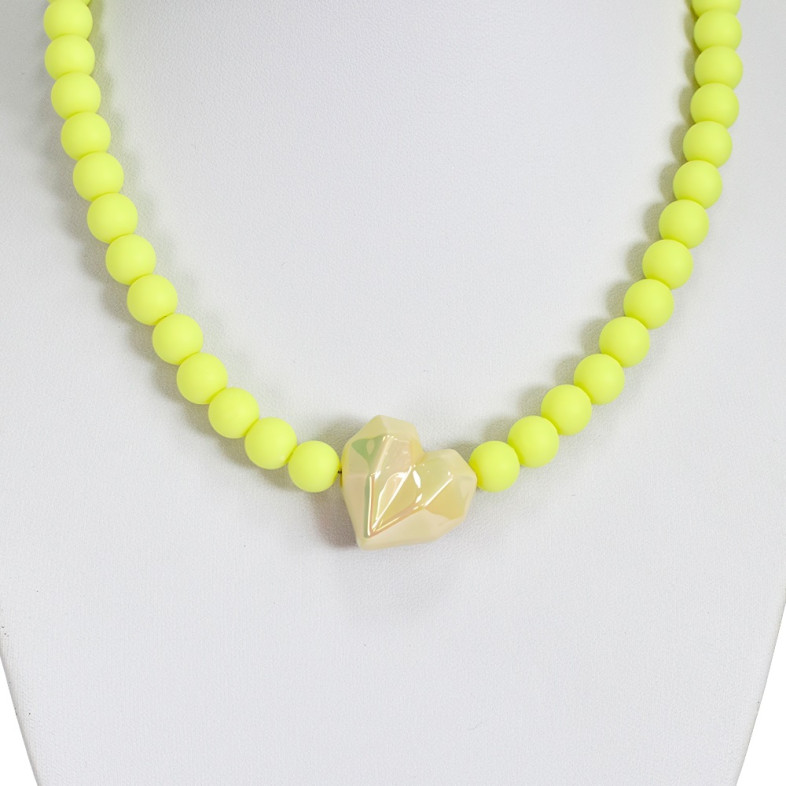 Necklace Heart yellow (handmade) 1 pc