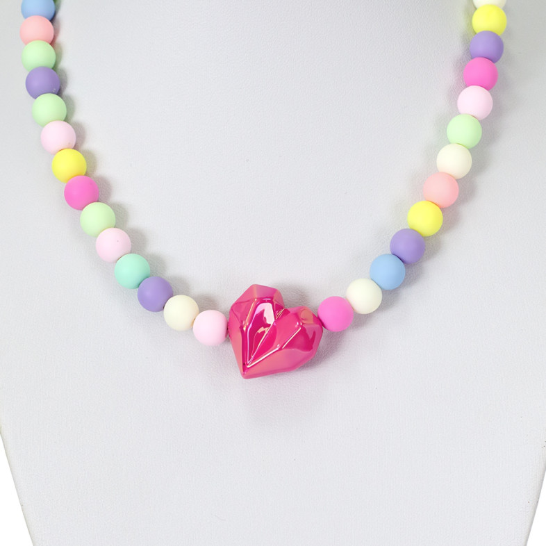 Necklace Heart mix of colors (handmade) 1 pc.