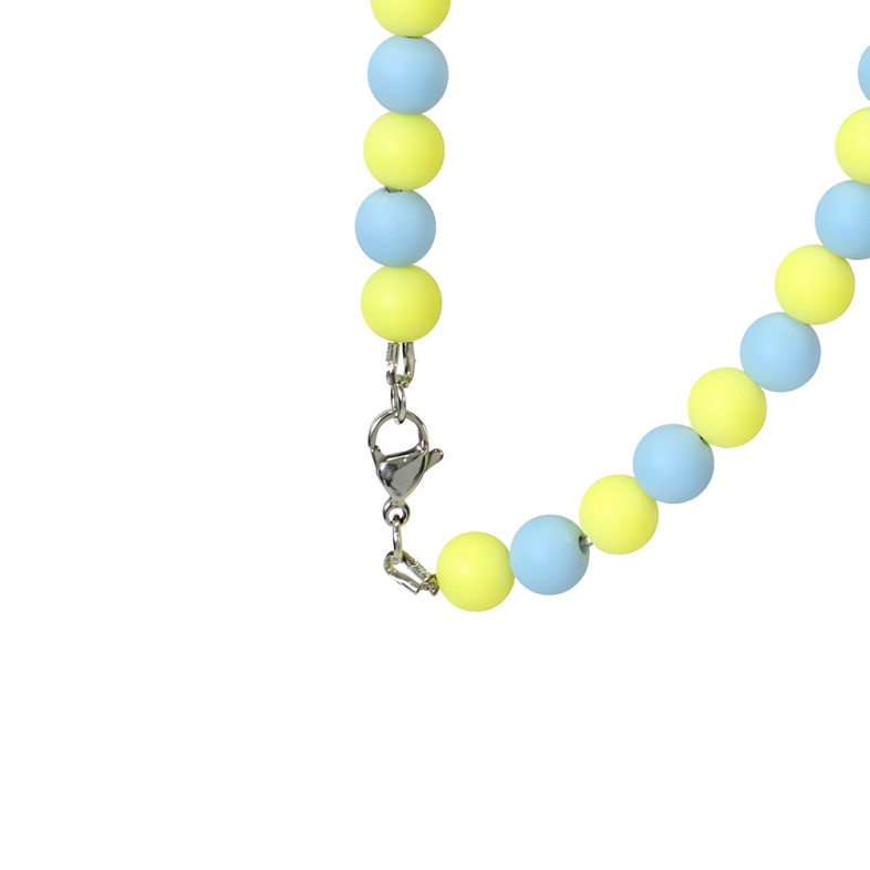 Necklace Heart yellow-blue (handmade) 1 pc