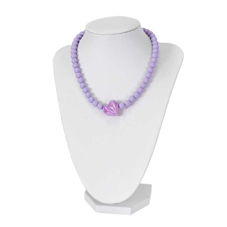 Necklace Heart purple (handmade) 1 pc