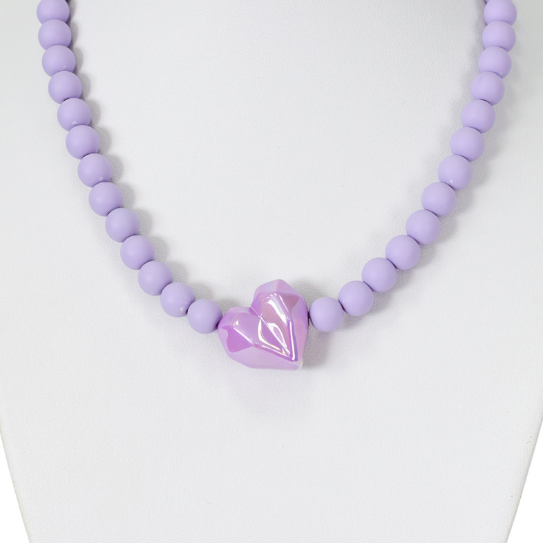 Necklace Heart purple (handmade) 1 pc