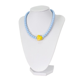 Necklace Heart yellow and blue (handmade) 1 pc
