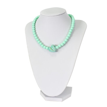 Necklace Heart green (handmade) 1 pc