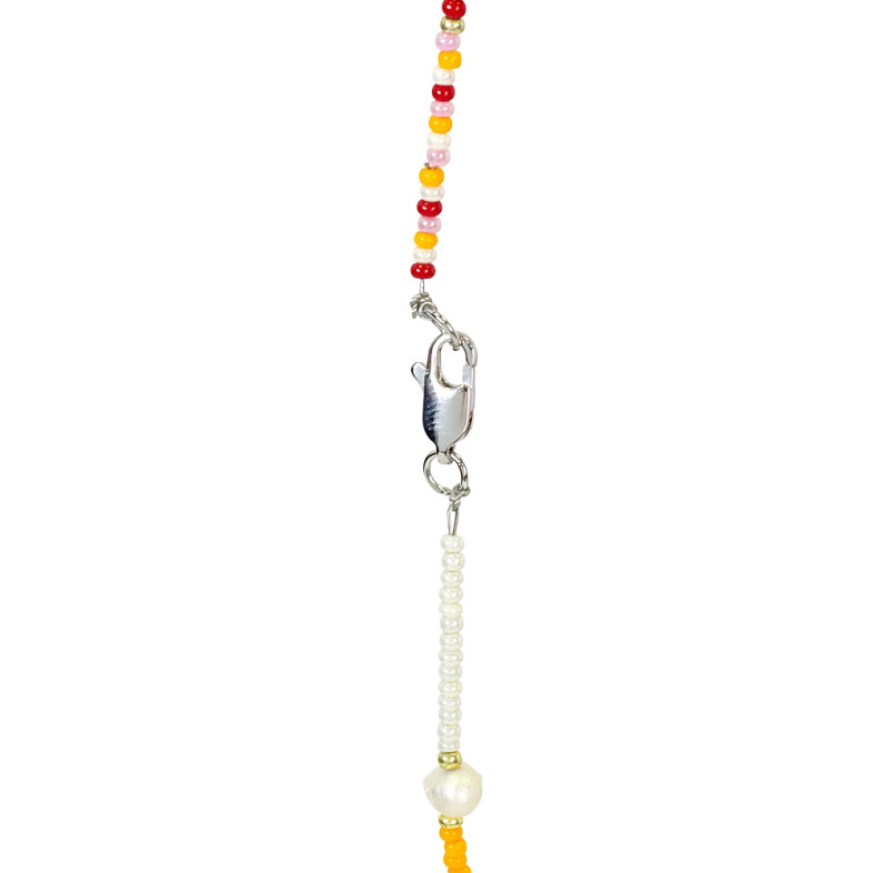 Necklace made of multi-colored beads and pearls (handmade) 1 pc.