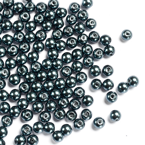 Glass bead for pearls 6 mm dark gray 1 pc