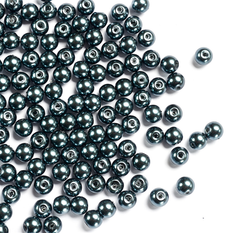Glass bead for pearls 6 mm dark gray 1 pc