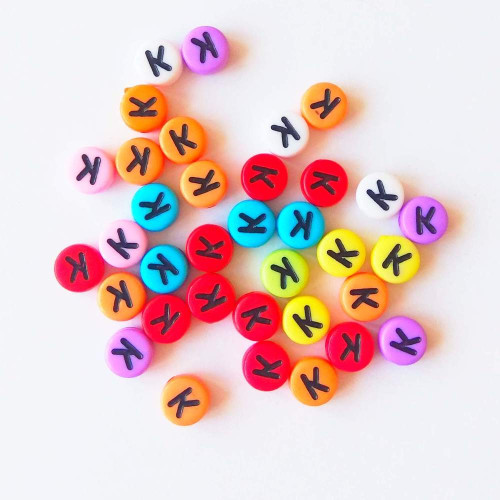 Letter beads letter K round flat 1 pc.