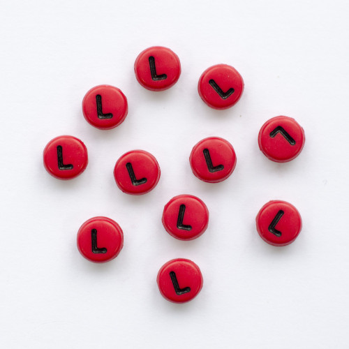 Letter beads letter L round flat 1 pc.