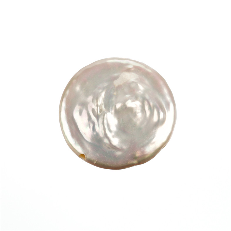 Perła rzeczna 15-20 mm płaska w kolorze srebrnym 1 szt