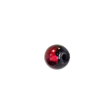 Glass bead with pattern 6 mm black and red 1 pc.