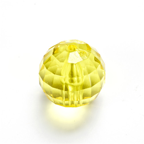 Plastic crystal bead 10 mm faceted yellow 1 pc.