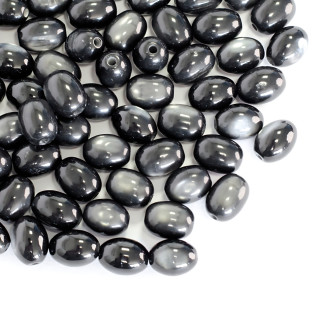 Koralik plastikowy imitujące kocie oko 8x12 mm czarny 1 szt