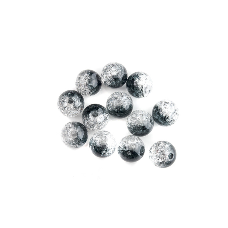 Plastic bead 14 mm transparent black broken glass 1 pc.