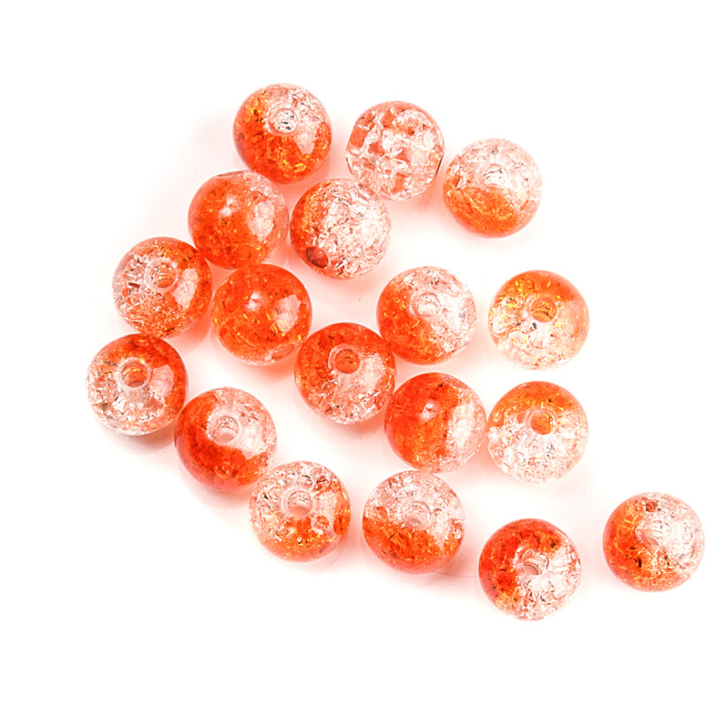 Koralik plastikowy 14 mm przezroczysty pomarańczowy z spękaniami 1 szt