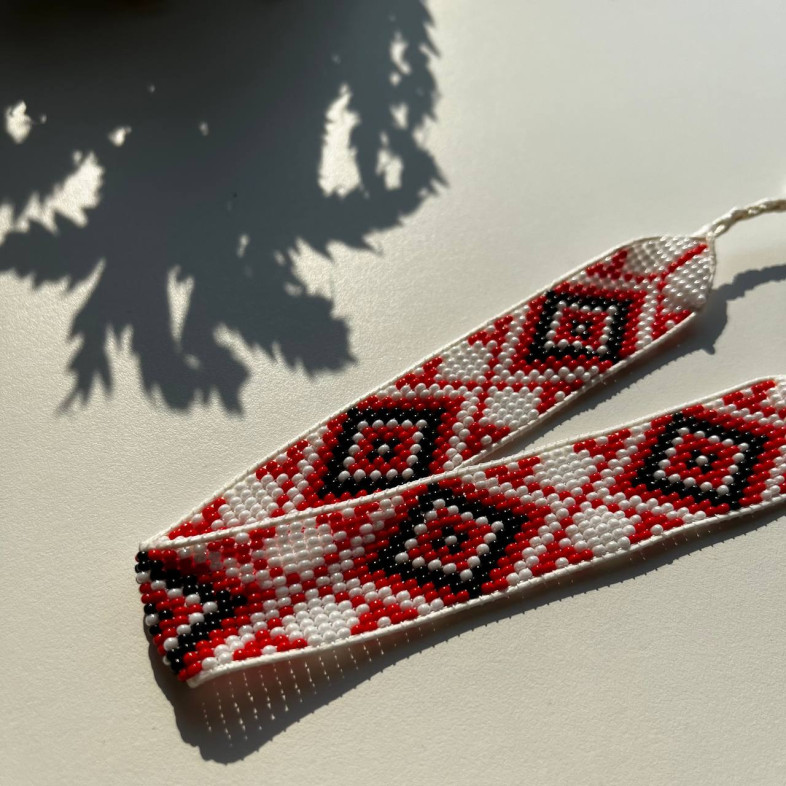 Choker Vyshyvanka biały (ręcznie wykonany) 1 szt