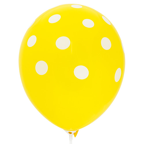 Balon lateksowy z kropkami 30 cm żółty 1 szt