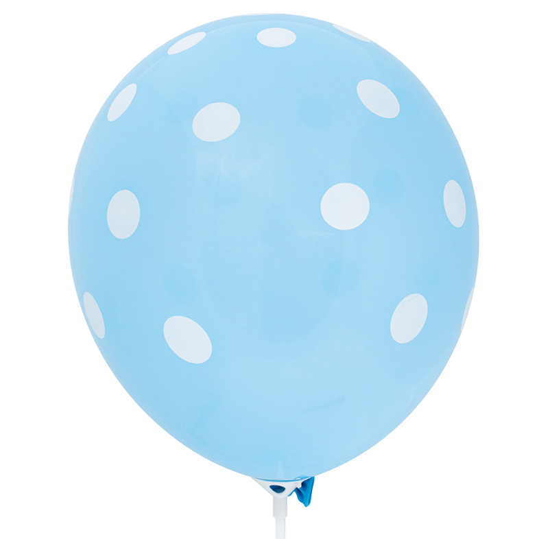 Balon lateksowy z kropkami 30 cm jasnoniebieski 1 szt