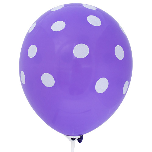 Latex ball with dots 30 cm purple 1 pc