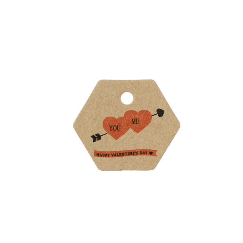 Паперова етикетка 30×35 мм YOU ME Happy Valentine's day коричнева 1 шт