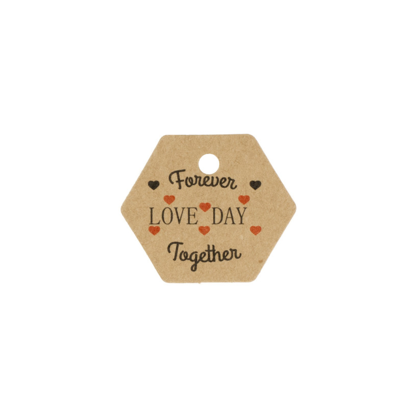Паперова етикетка 30×35 мм Forever love day together коричнева 1 шт
