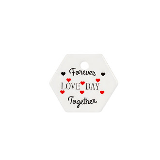 Etykieta papierowa 30x35 mm Forever love day together biały 1 szt