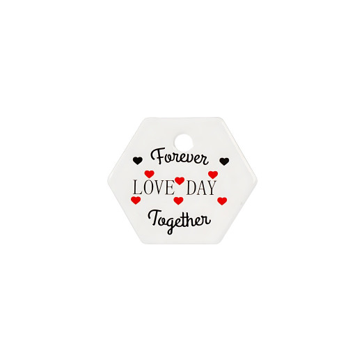 Paper label 30×35 mm Forever love day together white 1 pc.