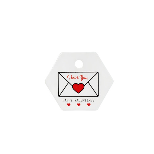 Paper label 30×35 mm I love you Happy Valentines white 1 pc.