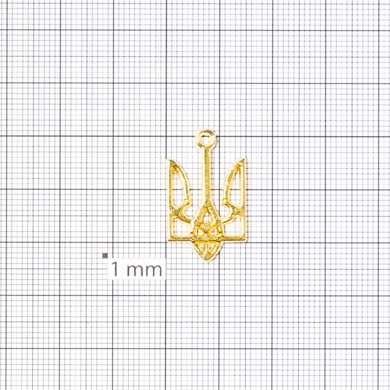 Металева підвіска з гербом України золота 1 шт