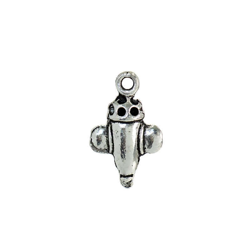 Metal pendant Airplane cupronickel 1 pc.