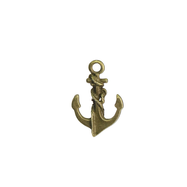 Metal pendant Anchor with rope bronze 1 pc.