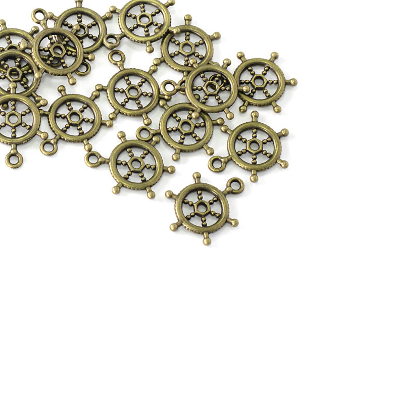 Metal pendant Steering wheel bronze 1 pc.