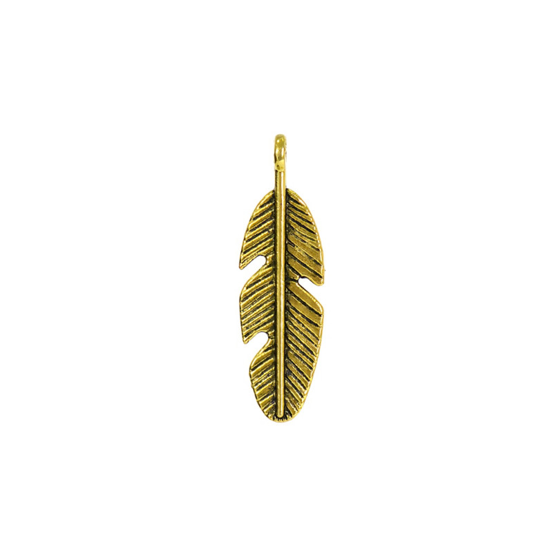 Metal pendant Feathers gold 1 pc