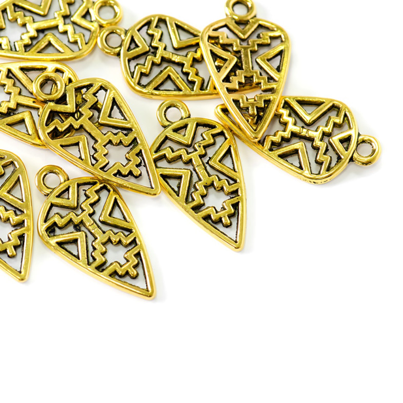 Metal pendant Shield gold 1 pc.