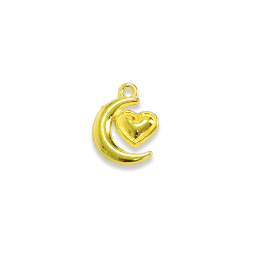 Metal pendant Moon with heart gold 1 pc