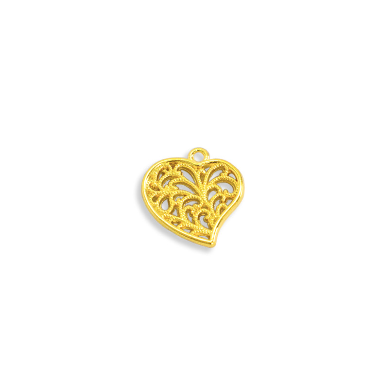 Metal pendant Openwork heart 20 mm gold 1 pc
