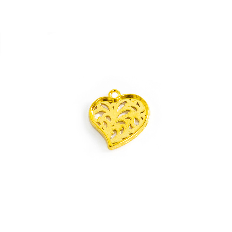 Metal pendant Openwork heart 20 mm gold 1 pc