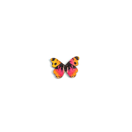 Wooden button Butterfly purple 1 pc.
