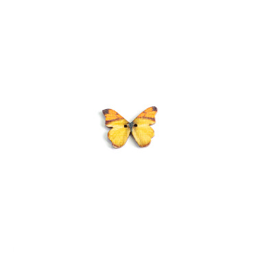 Wooden button Butterfly orange-yellow 1 pc.