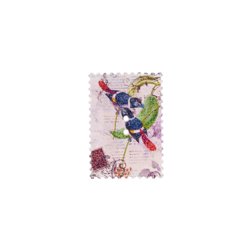Wooden button Birds beige 1 pc.
