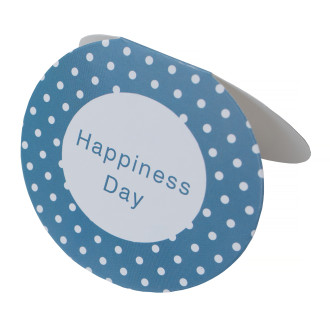 Pocztówka 63x70 mm Happiness Day niebieska w kropki 1 szt