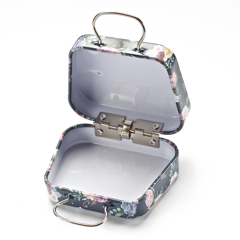Metal box 70×55 mm Flowers on a dark background 1 pc.
