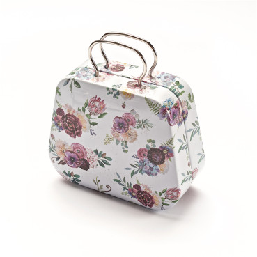 Metal box 70×55 mm Flowers on a white background 1 pc.