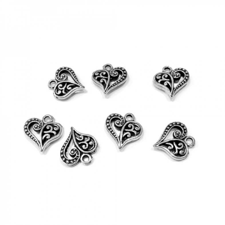 Metal pendant Openwork heart cupronickel 1 pc