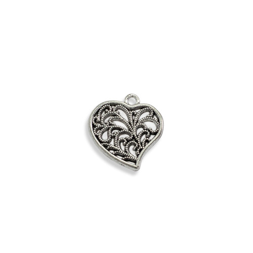Metal pendant 20 mm Openwork heart cupronickel 1 pc