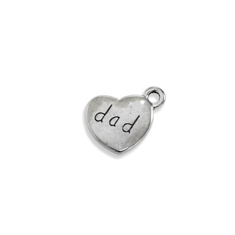 Metalowy wisiorek Serce Dad w kolorze melchioru 1 szt