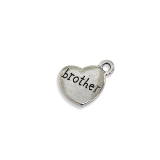 Metalowy wisiorek Serce Brother w kolorze melchioru 1 szt